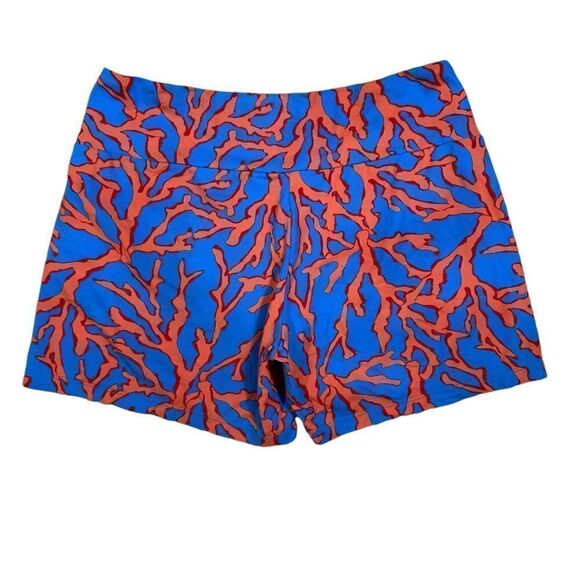 J. McLaughlin Blue & Orange Coral Reef Print Stretchy Pull On 5” Bike Short - Picture 3 of 5
